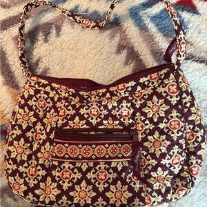 Vera Bradley Quilted Crossbody in Burgundy Floral Print